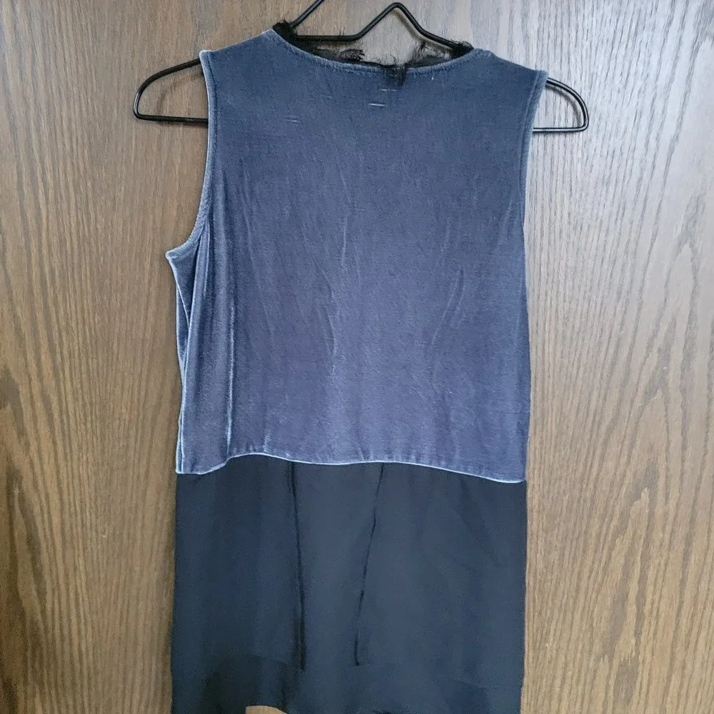 THML Blue Velvet Tunic Top Sleeveless Mixed Tank Blouse Velour XS Anthropologie - Picture 9 of 14